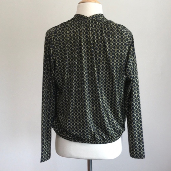 MICHAEL MICHAEL KORS Women's Small Black Gold Wrap Blouson Top Blouse Office - Picture 3 of 7